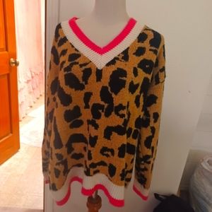 Cheetah print oversized sweater